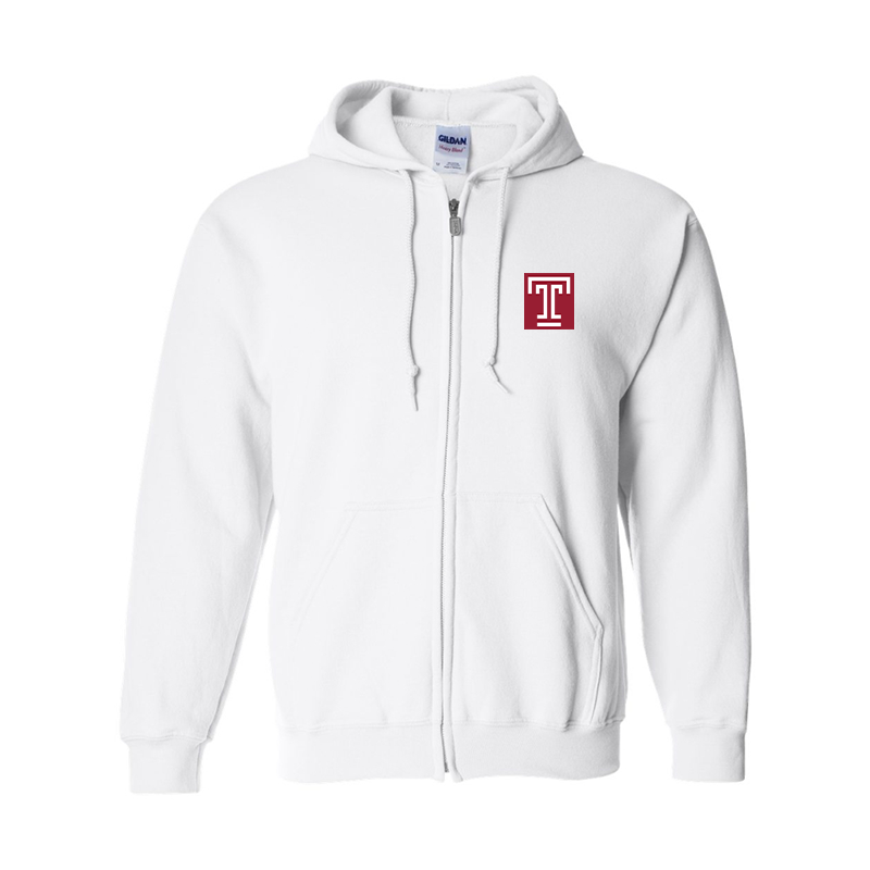 Men's Temple Owls Gildan  Heavy Blend Full Zip Hooded Sweatshirt
